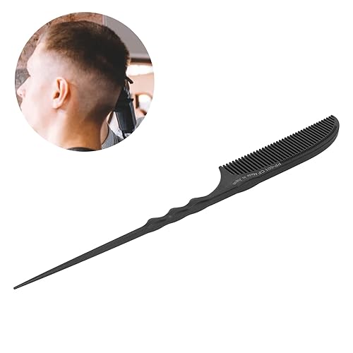 Miniatura 3 de BORDSTRACT Peine de cola de rata, dientes finos de fibra de carbono resistentes al calor, peines de presión para estilista (negro-01)