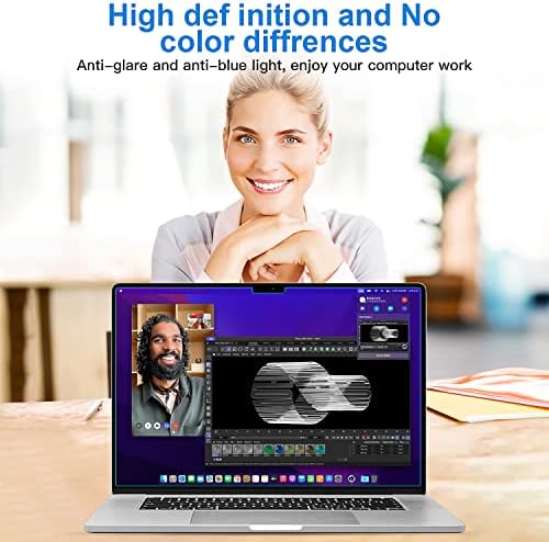 2 Pack Matte Anti-Glare Blue Light Filter Screen Protector for MacBook Pro 14 inch with M1 Max/Pro Chip&Touch ID A2442 2021 New Released, Removable 4H Hardness Screen Protector