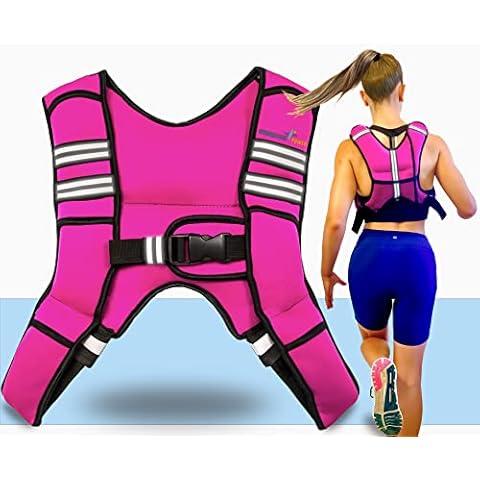 Gymnastics Power - Weighted Vest 6lb, 10lb, 12lb, 25lb, 35lb, 45lb, 60lb Removable Iron Weights for Men and Women Workout for Calisthenics and Fitness Sport Training (6 LB - Pink) Cover