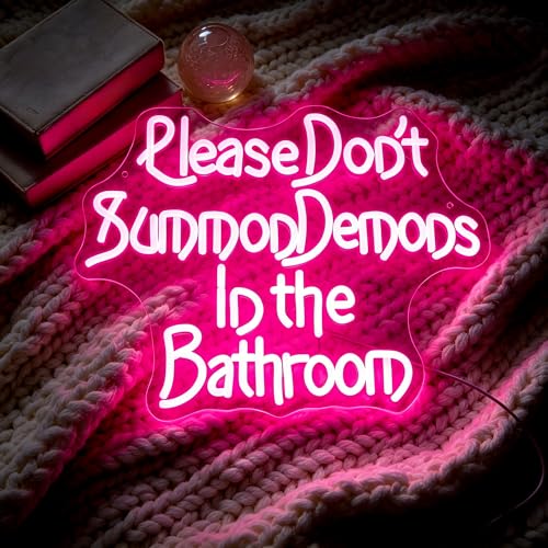 Image of Pink Neon Sign Led Neon Lights Signs for Wall Decor USB Powered Led Signs for Room Decoration-Demon In The Bathroom