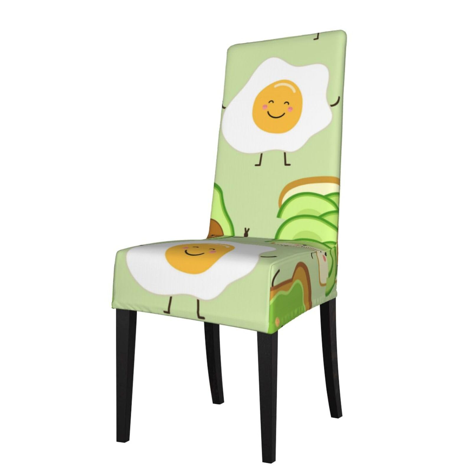 LKYMOH Cute Avocado And Toast And Fied Egg, Chair Covers Stretch Chair Slipcovers for Dining Room, for Party Pet Protection Universal Fit Soft Polyester