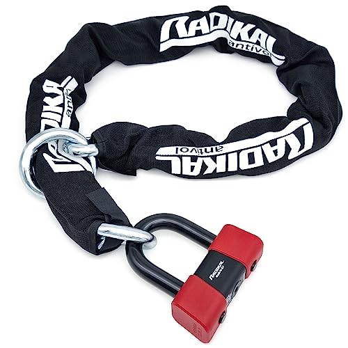 RADIKAL RK48120L Antivol Moto Homologué SRA, Sécurité Premium, Mini U 18mm Chaîne Acier Cémenté 13,5mm Testée contre Sciage Coupe-Boulons, Multifonction...