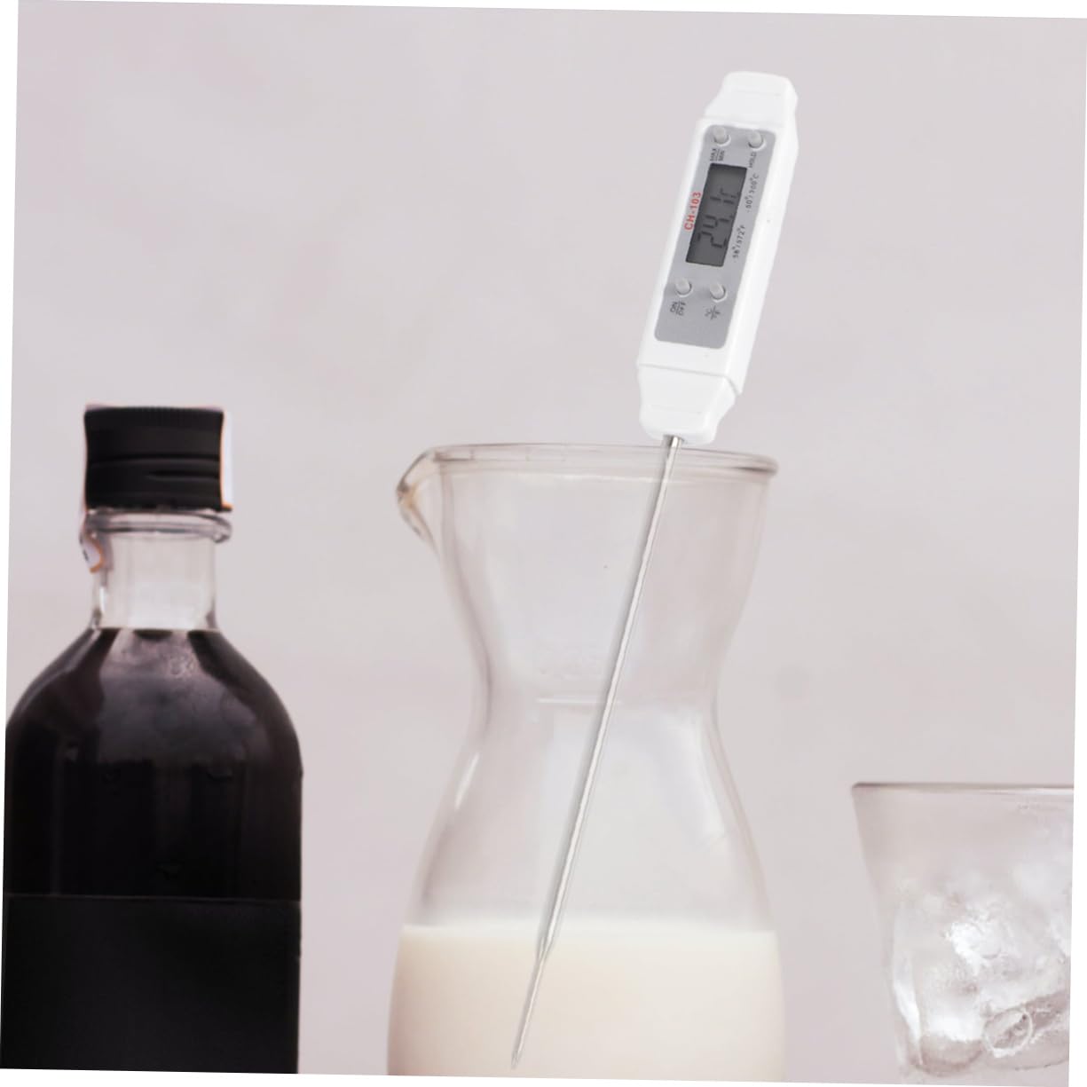 Termometro Digitale da Cucina Sonda, Acciaio Inossidabile Abs Bianco