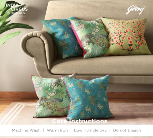 Image of India Circus by Krsnaa Mehta Bougainvillea Delights Multicolor Satin Blend Cushion Pillow Covers Set of 5 (16 X 16 Inches)