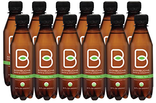 B-tea Raw Organic Kombucha Probiotic Green Tea Bottled 8 oz 12-pack