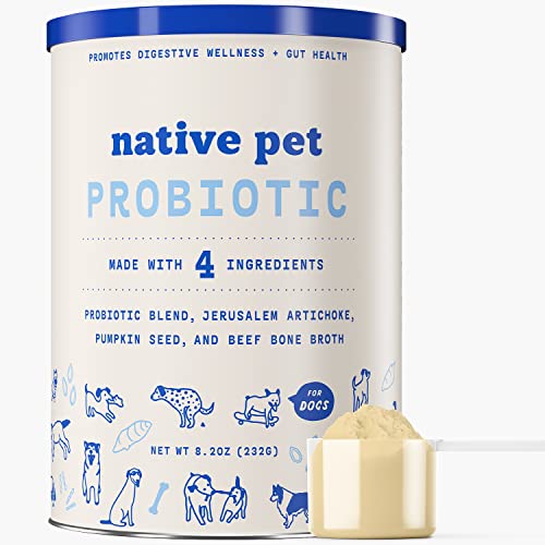 Native Pet Probiotic for Dogs - Vet Created Probiotic Powder for Dogs for Digestive Issues - Dog Probiotic Powder + Prebiotic + Bone Broth - 232 Gram 6 Billion CFU- Probiotics Dogs Will Love! (8.2 oz)