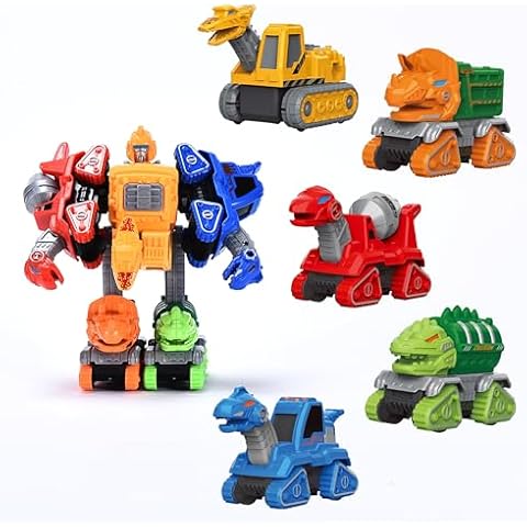 Dazmers Dinosaur Transformer Toys - 5-in-1 Multicolor Robot Dinosaur Toys Set - 2Hx4Lx3W Transforming Dino Action Figures with Dual Configurations - Ideal Gift for Transformer and Dinosaur Enthusiasts Cover