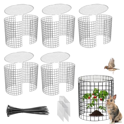 Pflanzenschutz vor Tieren mit Deckel, 42.8 x 33cm Pflanzenschutzgitter mit Erdspießen und Bändern, Pflanzenschutzkäfig für Pflanzen, Blumen, Gemüse Schutz (5 Pack) Pflanzenschutz vor Tieren mit Deckel, 42.8 x 33cm Pflanzenschutzgitter mit Erdspießen und Bändern, Pflanzenschutzkäfig für Pflanzen, Blumen, Gemüse Schutz (5 Pack)