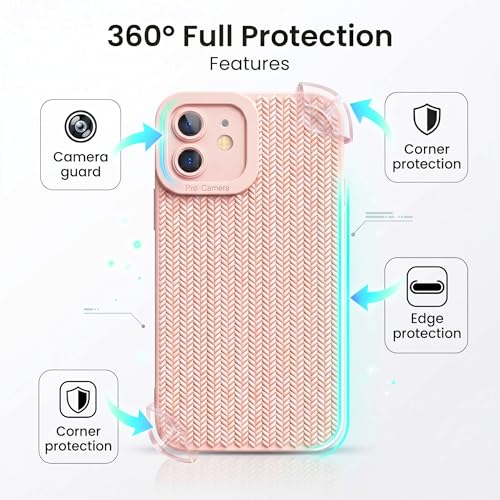 Image of amazon basics Luxury 3D Knitted Texture Soft Silicone Back Cover for iPhone 11 | Slim Fit Shockproof Case with Camera Protection & Non-Slip Grip - Pink