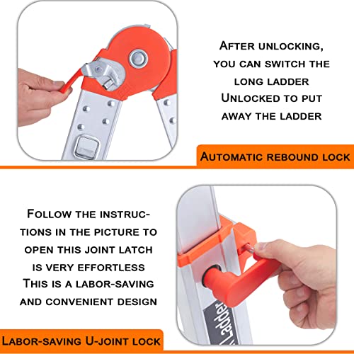 image for LANBITOU Ladder, A Frame 4 Step Ladder Extension, 14 FT Anti-Slip Mult