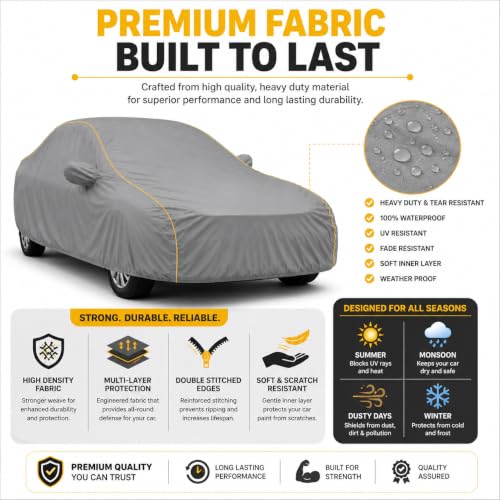 Image of Magic 6-Layer 100% Waterproof Custom Fit Car Cover for Alfaa Romeoo Romeo (All Models) Grey | UV, Heat, Rain, Dust & Scratch Resistant | All Weather Outdoor & Indoor Full Body Car Cover