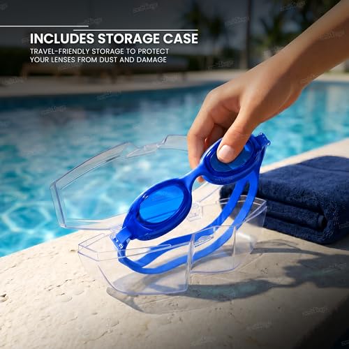 Image of Zest 4 Toyz Swimming Goggles for Kids and Adults with Adjustable Strap Anti-Fog UV Protection Lens Air Tight Comfortable Silicone Frame for Swimming Pool - Blue