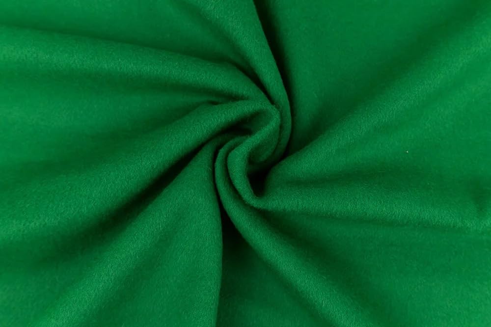 Luxurious Wool Melton Coating Fabric, Kelly Green Cut by The Yard, Soft Brushed, Heavyweight.