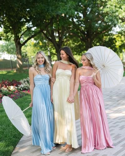 Chiffon Strapless Bridesmaid Dresses with Scarf Long Aline Formal Dress PU2963