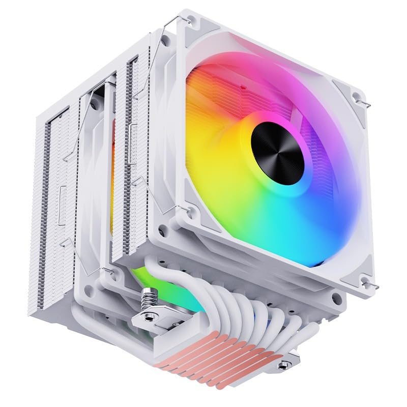 Verity Iceberg 280 Spectrum V3 ARGB CPU Air Cooler with 2X 120mm Fan, Compatible with AMD & Intel CPU Sockets AM5, AM4, LGA 1700, 1200, 1151, 4-Pole PWM Case, 65 CFM Airflow, 8 Heat Pipes, White