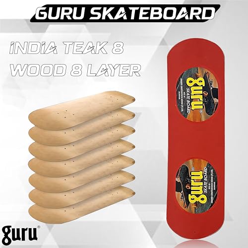 Image of GURU Skateboard, Wooden Non-Slip Skateboard for Kids, Adult, Casterboard /Skate Board /Hoverboard /Longboard for Beginners, Learners, Training Purpose for All Age Group