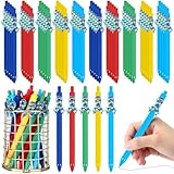 TecUnite 50 Pcs Autism Awareness Pens Colorful Puzzle Ribbons Pen 5 Styles Autism Pens for Autistic Pride Day Home Office Supplies