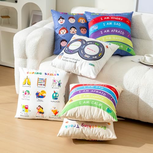 B BBPM Classroom Must Haves Throw Pillow Covers Set of 2 - Calming Corner School Counselor Office Mental Health Pillow Decor Calm Down Corner Items for Home Kids Dutch Velvet 18x18 Inch - Image 5