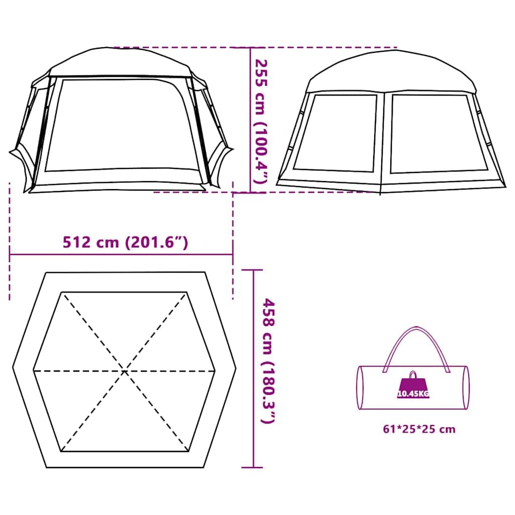 Tente Piscine Amovible Gris 618x pour Camping, Plein air, Plage et fête, léger, avec moustiquaire, Double Toit Amovible, idéale pour Camping