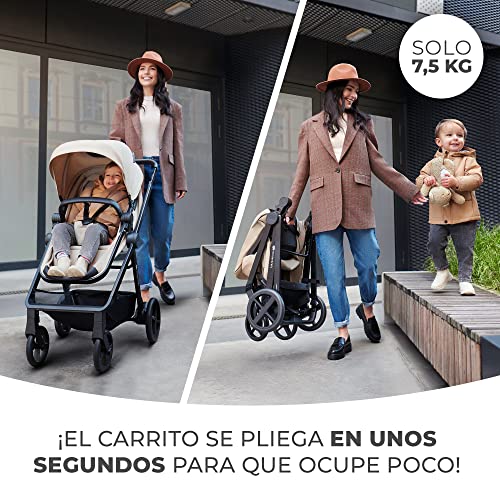 Kinderkraft NEWLY Carrito 3 en 1, Para niños, Sistema de viaje, Carrito Para Bebes, Silla De Paseo, Silla Ligera, Carro Bebe, Cochecito 3 Piezas, Plegable, desde el nacimiento hasta 22 kg, Gris