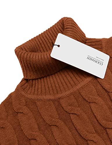Image of COOFANDY Men's Slim Fit Turtleneck Sweater Casual Twisted Knitted Pullover Sweaters