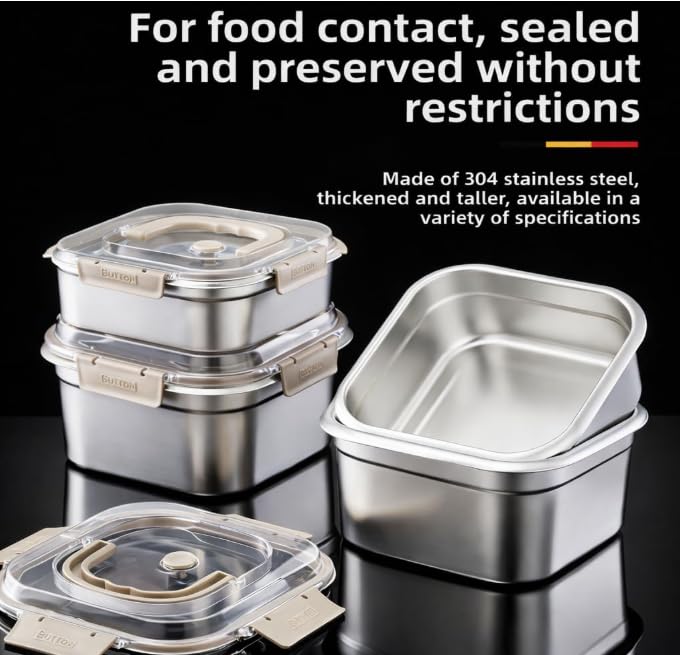 Image of Leakproof Stainless Steel Lunch /Bento Box - Airtight Food Container for Office, School & Travel with Locking Lid 2600ml Food Storage Container with Secure Lid