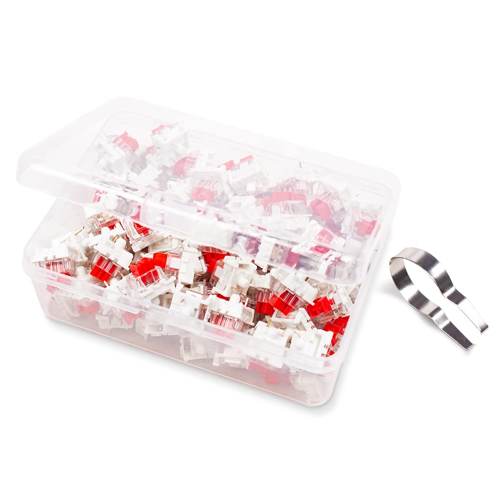 OUTEMU Switches, 3-Pin Hot Swappable - Cherry MX Equivalent DIY Replacement Pack for Mechanical Gaming Keyboards-Parent (Red, 90 Pcs)