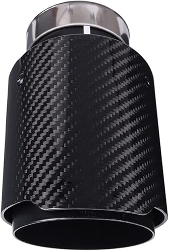 Miniatura 9 de CARMON Silenciador de tubo de escape de fibra de carbono de sarga real con acero inoxidable 304 pintado en negro (entrada de 2.5 pulgadas, salida OD
