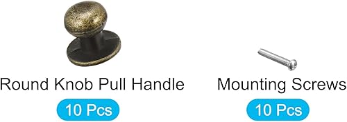 Miniatura 6 de METALLIXITY Mini tiradores de cajón (0.47 pulgadas), 10 unidades, aleación de zinc, mini pomos de cabeza redonda con tornillos, para manija de cajón