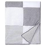 Burt's Bees Baby Reversible Blanket, Nursery, Stroller & Tummy-Time Organic Jersey Cotton Quilted Infant & Toddler Bedding