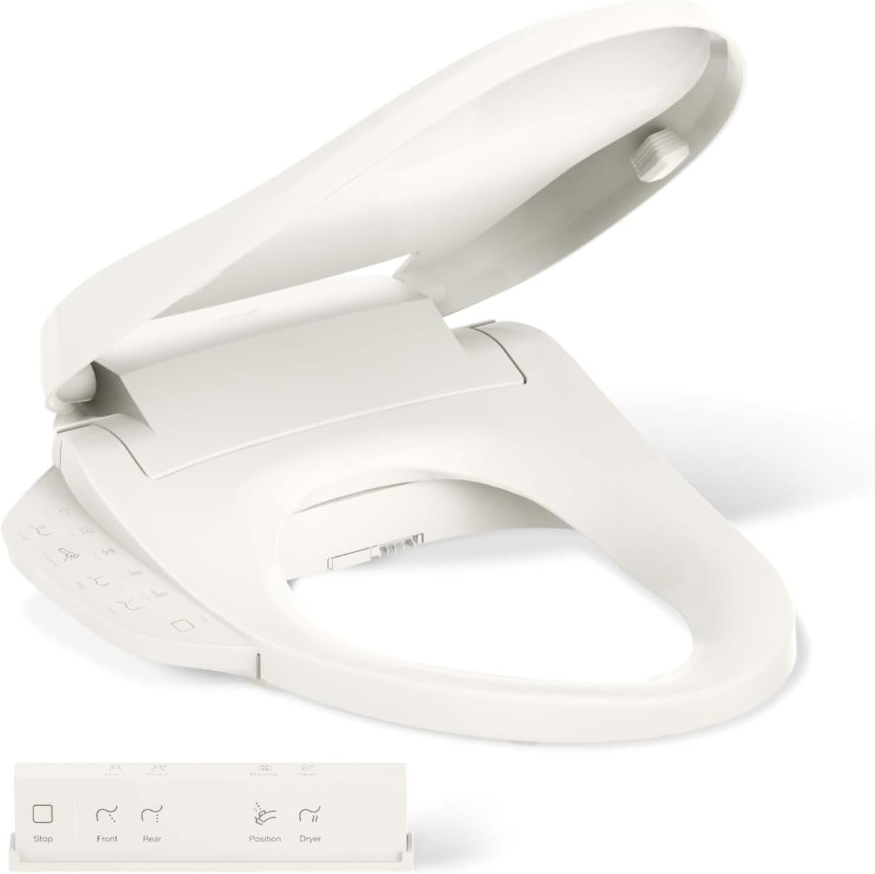 Kohler PureWash M250 Manual Round Bidet Toilet Seat, Biscuit, Quiet-Close Lid Prevents Slamming, Easy Installation with Quick-Release Hinges, Adjustable Spray Position & Pressure Biscuit Round