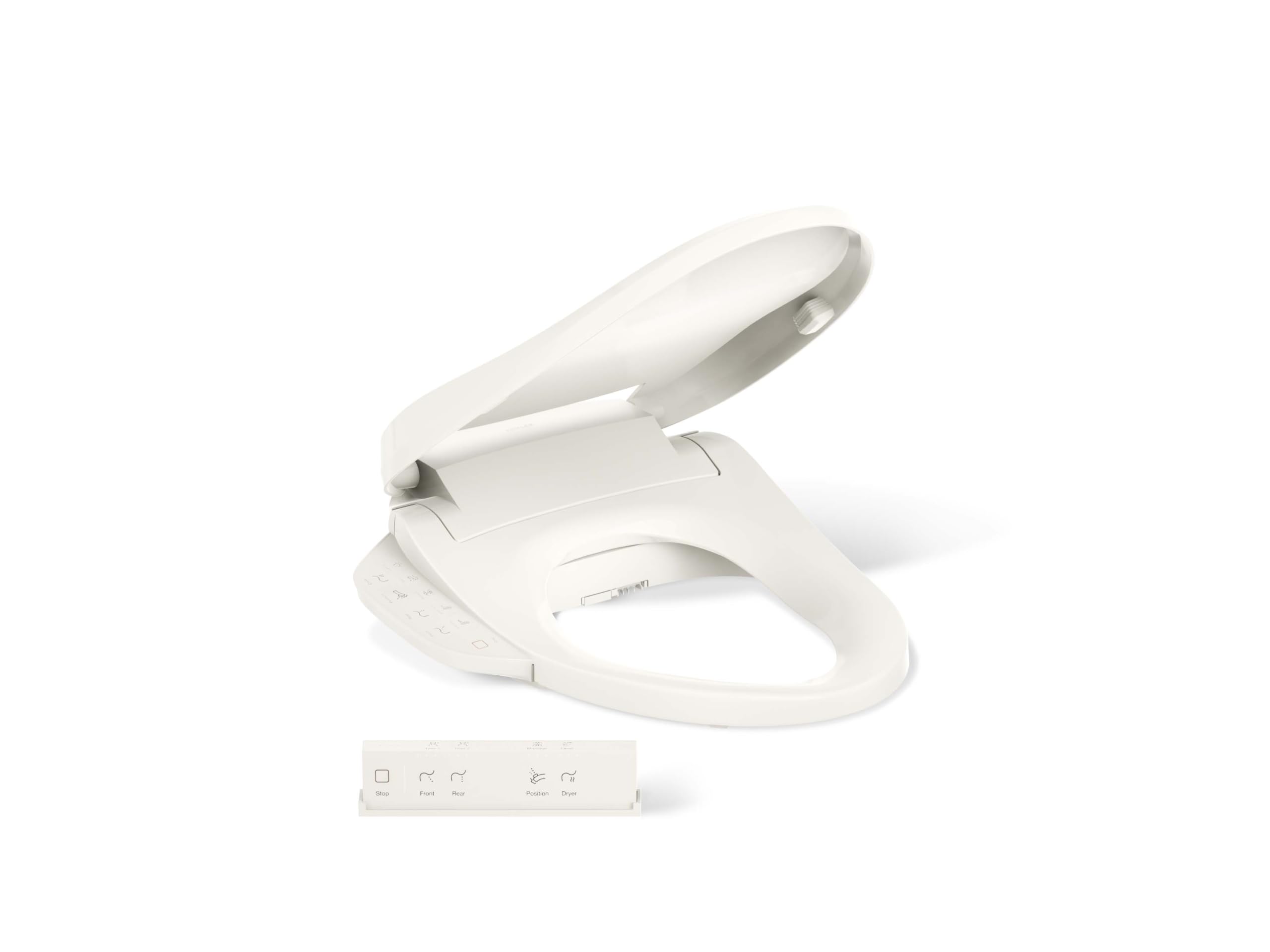 Kohler PureWash M250 Manual Round Bidet Toilet Seat, Biscuit, Quiet-Close Lid Prevents Slamming, Easy Installation with Quick-Release Hinges, Adjustable Spray Position & Pressure