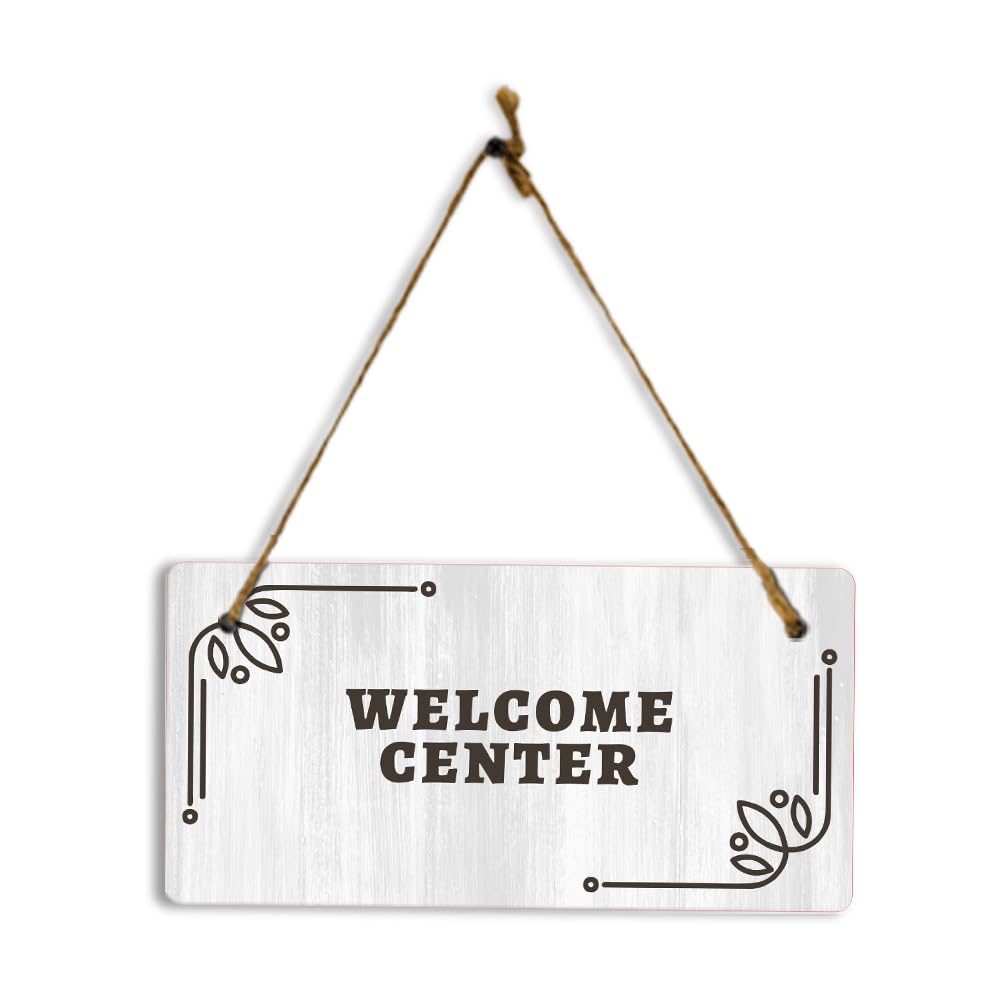 12X6 Inch Welcome Center Religious Rustic Wood Sign - Hanging Wall/Door Plaque, Church Welcome Space Decor, Gift for Church Volunteers