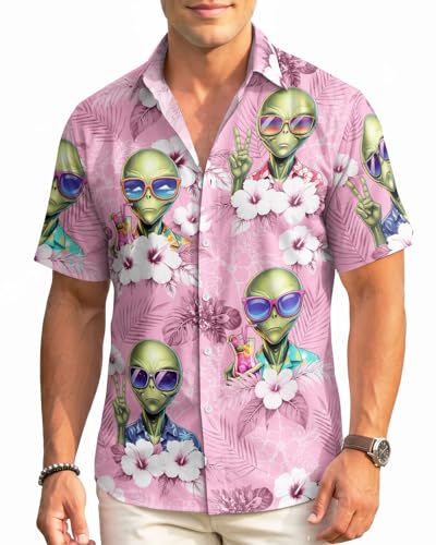Image of 99TIMORO Fathers Funny Mens Hawaiian Shirt, Movie Button Down Short Sleeve Top, Father Day Summer Gifts