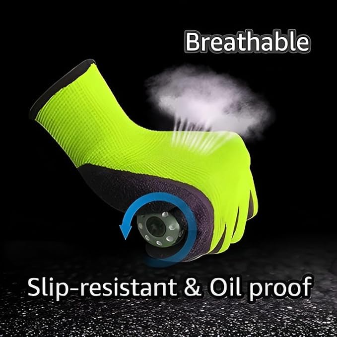 Image of Multipurpose Nylon Anti Cut PU Nitrile Coating Work Safety Gloves Black-Green Pair 1