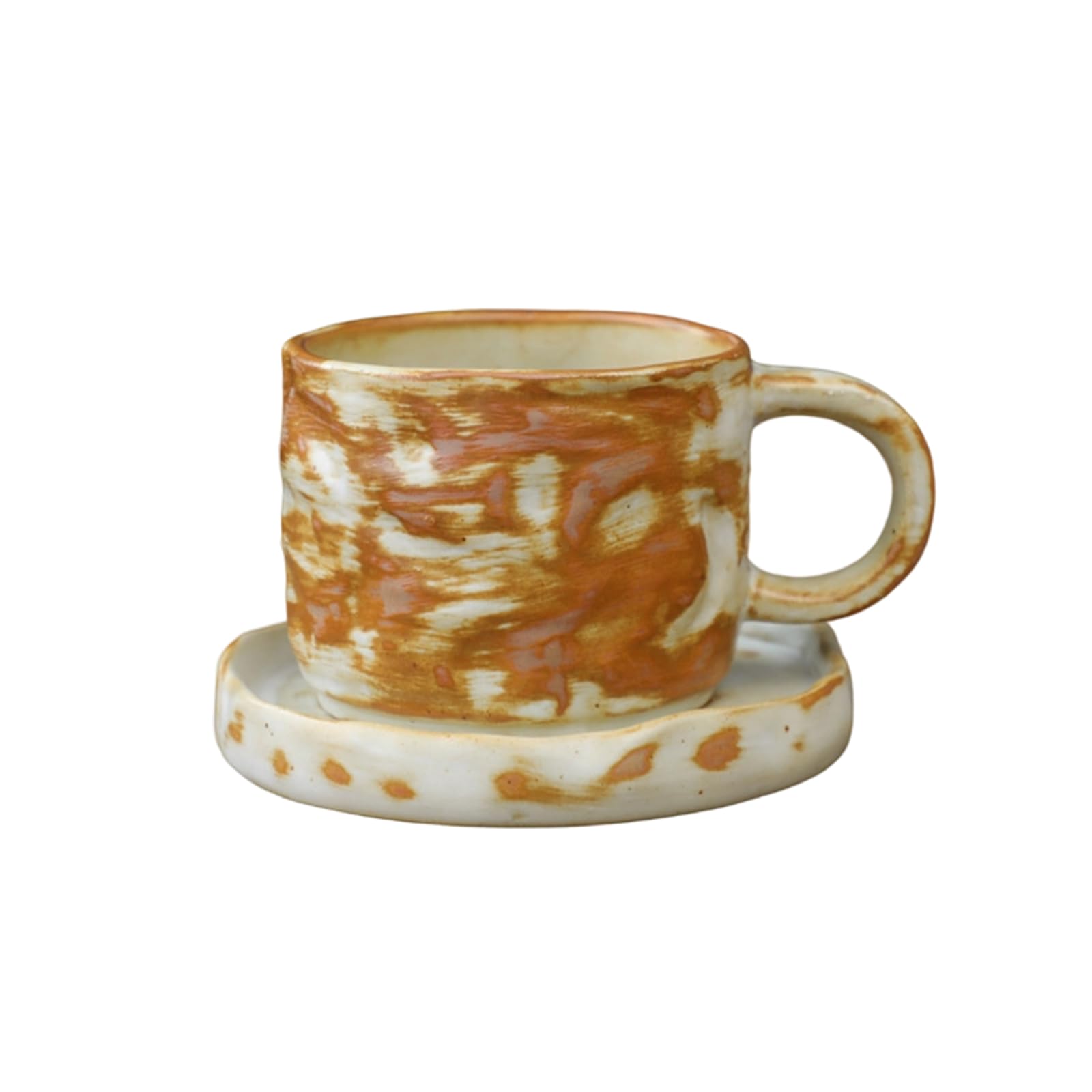 Maxtonser Heat Preserving Ceramic Mug Japanese Aesthetic Comfortable Grip Drinking Cup and Saucer Set For Hot Beverages