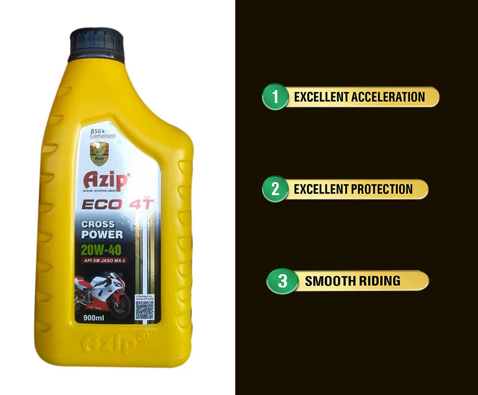 Azip Eco 4T Cross Power Engine Oil for Bike (20W-40)-900mL
