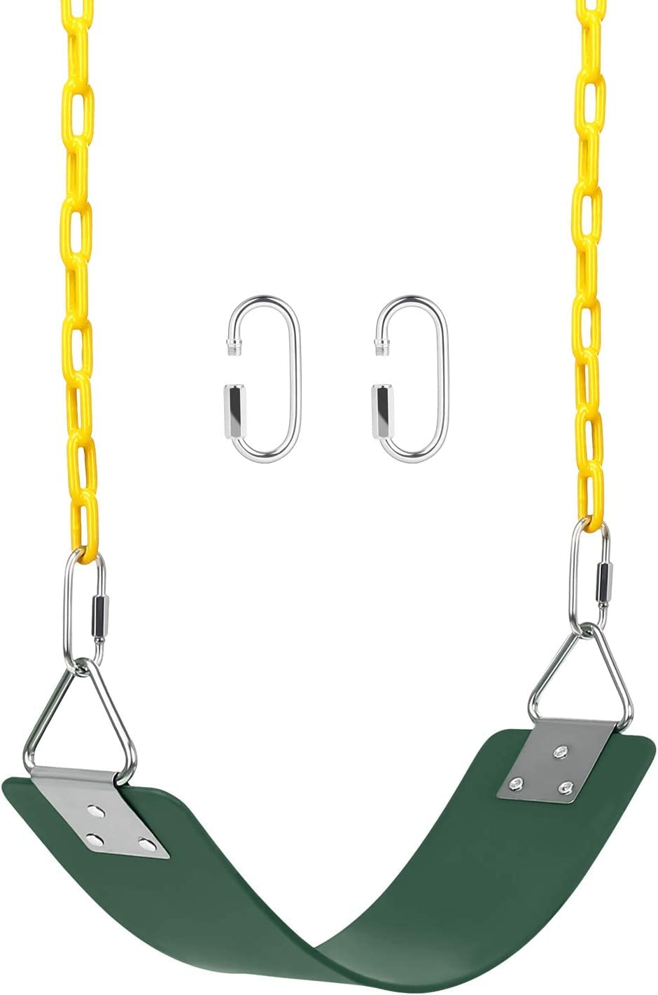 REZNOR Heavy Duty Flexible Swing Seat with Metal Triangle Ring, Anti-Rust Chain Set for Kids & Adults, Playground, Jungle & Gym (Green-Yellow, 1.5 Meter) (B0BC4FLC7V) Amazon Price History, Amazon Price Tracker