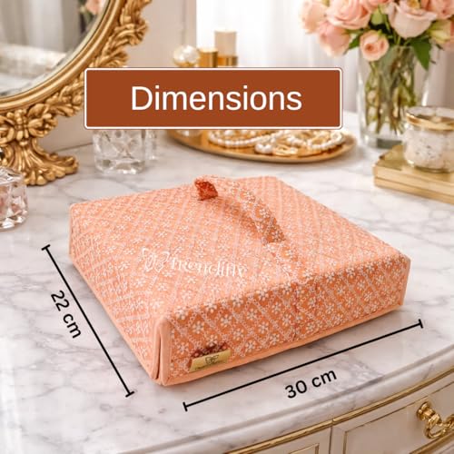 Image of Trendifly silk Lucknowi Jewellery Organiser Box for women Necklace organizer pouches Travel Makeup Cosmetic Earrings Jewelry Storage Box for Bridal Gifting (Oragne), Multicolor