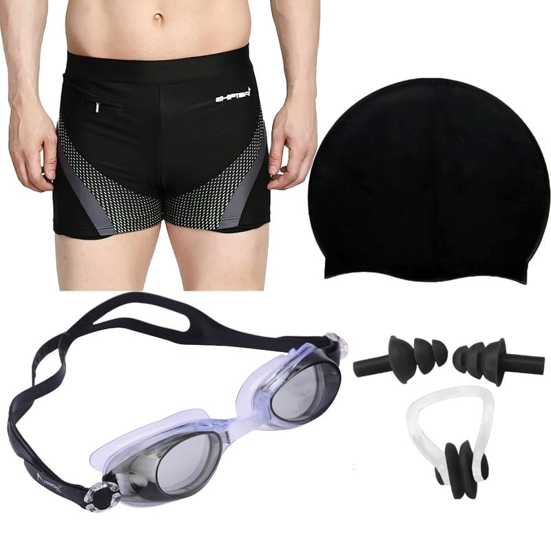 LEBAMI Swimming Kit for Boys | Swim Trunks, Goggles, Swim Cap, Nose Clip, Ear Plugs | Accessories for Swimming, Water Sports-picture-21
