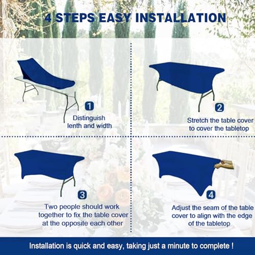 Image of FOLINS&HOME Royal Blue 4ft Fitted Water Resistant Tablecloth with Spandex