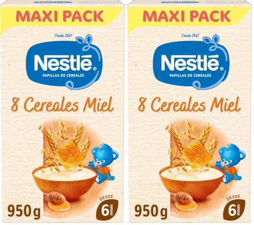 Nestlé Papilla 8 Cereales con Miel, 950 g (Paquete de 2)