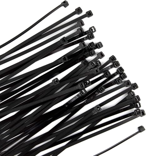 Image of MX Teeth Grip Nylon Self Locking Cable Ties, Black, 100 x 2.5 mm (4 Inch), Pack of 200, Zip Ties for Cable Management