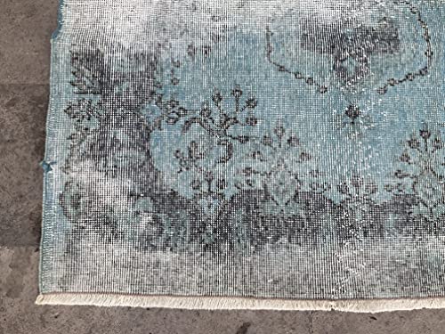 Vintage Turkey Rug, Handmade Carpet, Organic Wool Rug, Living Room Decor Carpet, Blue Colors Accent Rug #TOP7