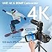 LUKPOW 4K 80MP Camcorder Video Camera Ultra HD Vlogging Camera for YouTube 18X Digital Zoom Recorder IR Night Version 3.0