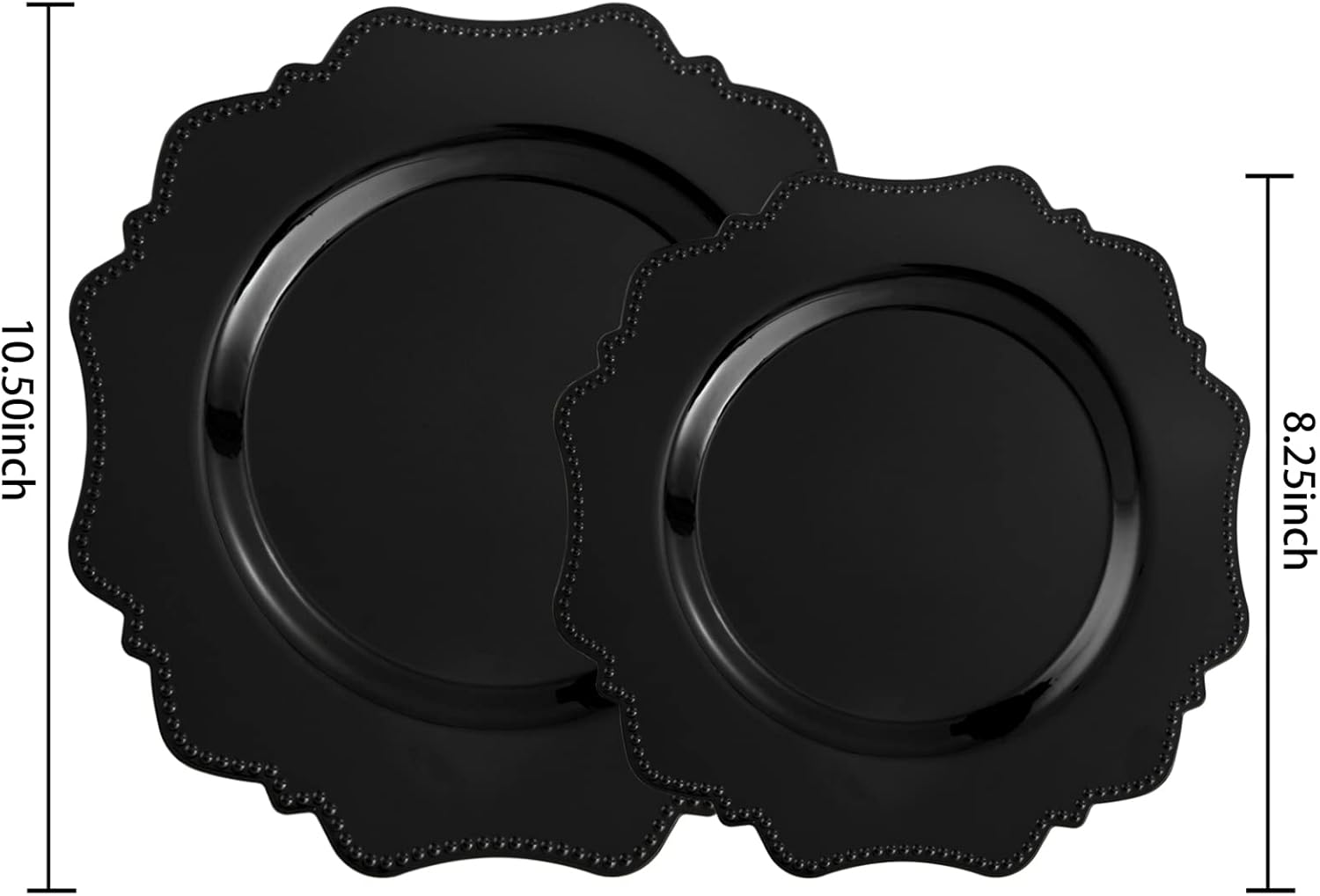 COLOSUS Black Plastic Plates Set,Heavy Duty Black Disposable Plates for 30 guests,Include 30PCS 10.5inch Dinner Plates and 30PCS 8.25 inch Dessert Plates for Party/Wedding/Birthday - Image 2