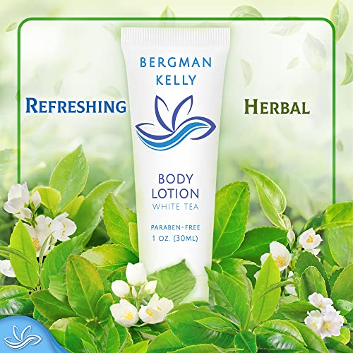 Bergman Kelly Travel Body Lotion (1 Fl Oz, 50 Pk, White Tea), Delight Your Guests With A Revitalizing And Refreshing Body Lotion, Quality Mini And Small Size Guest Hotel Toiletries In Bulk #TOP3
