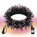 Extra Long 132ft Halloween Decorative Mini Lights, 400 LED Black Wire Fairy String Lights Plug in, Timer & Memory & 8 Modes, for Indoor Outdoor Xmas Tree Wedding Party Decoration,Purple and Orange