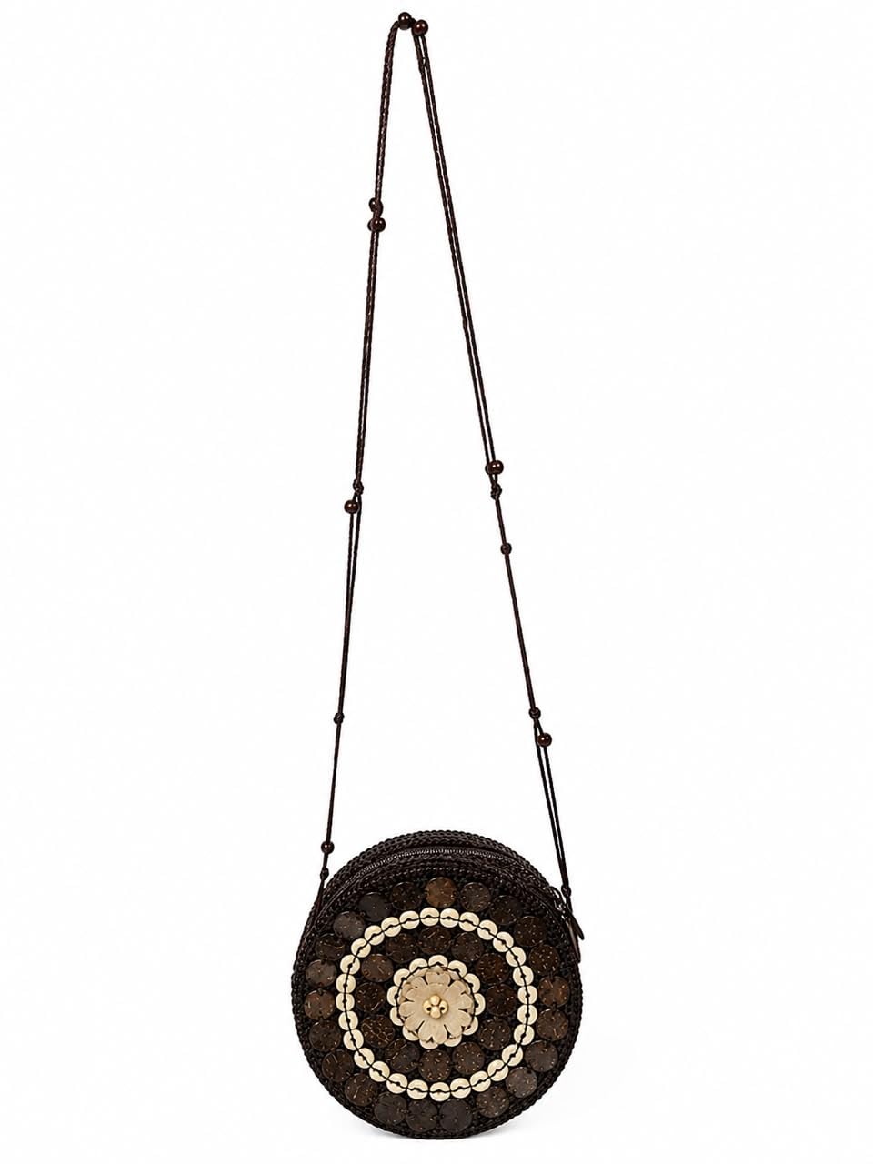 Handmade Coconut Shell Sling Bag for Women | Round Boho Crossbody Bag | Eco-Friendly Designer Shoulder Purse | Ethnic Fashion Handbag-picture-34