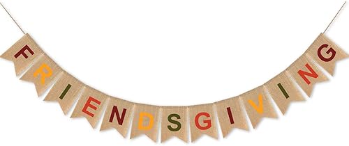 SWYOUN Cartel de arpillera para regalar a amigos de Acción de Gracias, suministros de decoración de guirnalda de banderines (colorido)